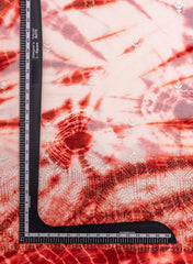 Pure Georgette Maroon And White Color Tie And Dye Zari Embroidery Big Panna Fabric.