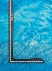 Pure Georgette Sky Blue Color Tie And Dye Zari Embroidery Big Panna Fabric.