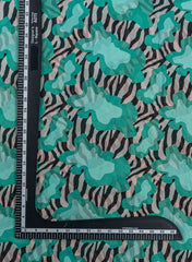 Shimmer Georgette Sea Green Color Abstract Pattern Digital Print Fabric.