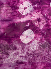 Pure Georgette Dark Purple Color Tie And Dye Zari Embroidery Big Panna Fabric.