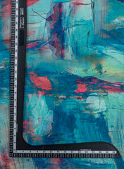 Shimmer Georgette Multi Color Abstract Pattern Digital Print Fabric.