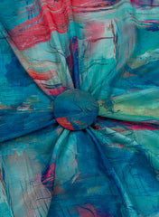 Shimmer Georgette Multi Color Abstract Pattern Digital Print Fabric.