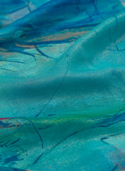Shimmer Georgette Multi Color Abstract Pattern Digital Print Fabric.