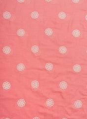 Cotton Kota Checks  Mauve Pink Color Thread Work Floral Embroidery Fabric.
