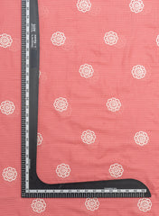 Cotton Kota Checks  Mauve Pink Color Thread Work Floral Embroidery Fabric.