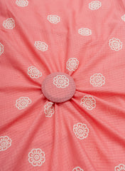 Cotton Kota Checks  Mauve Pink Color Thread Work Floral Embroidery Fabric.