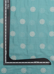 Cotton Kota Checks Sky Blue Color Thread Work Floral Embroidery Fabric.