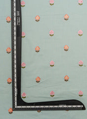 Pure Cotton Cambric Sky Blue Color Floral Pattern Resham Work Embroidery Fabric.