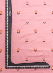 Pure Cotton Cambric Bright Pink Color Floral Pattern Resham Work Embroidery Fabric.