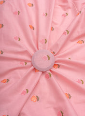 Pure Cotton Cambric Bright Pink Color Floral Pattern Resham Work Embroidery Fabric.