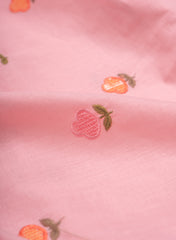 Pure Cotton Cambric Bright Pink Color Floral Pattern Resham Work Embroidery Fabric.