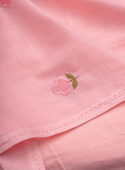 Pure Cotton Cambric Bright Pink Color Floral Pattern Resham Work Embroidery Fabric.