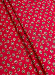 Modal Chanderi Dark PInk  Color Bandhani Screen Print Fabric With Big Panna Foil