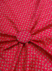 Modal Chanderi Dark PInk  Color Bandhani Screen Print Fabric With Big Panna Foil