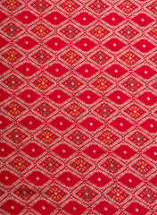 Modal Chanderi Dark PInk Color Ikat Screen Print Fabric With Big Panna Foil