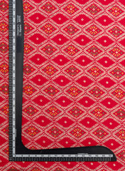 Modal Chanderi Dark PInk Color Ikat Screen Print Fabric With Big Panna Foil