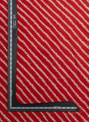 Modal Chanderi Red Color Bandhani Screen Print Fabric With Big Panna Foil.