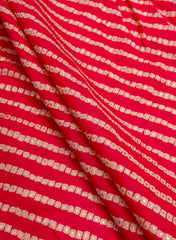 Modal Chanderi Dark Pink Color Bandhani Screen Print Fabric With Big Panna Foil.