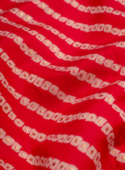 Modal Chanderi Dark Pink Color Bandhani Screen Print Fabric With Big Panna Foil.