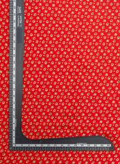Modal Chanderi Red Color Bandhani Screen Print Fabric With Big Panna Foil.