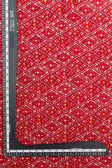 Pure Rayon Dark Pink Color bandhani Pattern Screen Print Fabric With Foil Big Panna.