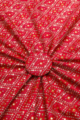 Pure Rayon Dark Pink Color bandhani Pattern Screen Print Fabric With Foil Big Panna.