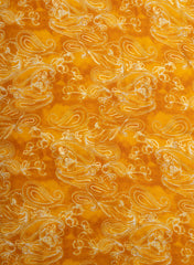 Pure Rayon Mustad Color Paisley Pattern Screen Print Fabric With Foil Big Panna.