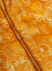Pure Rayon Mustad Color Paisley Pattern Screen Print Fabric With Foil Big Panna.