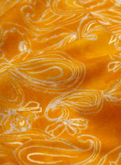 Pure Rayon Mustad Color Paisley Pattern Screen Print Fabric With Foil Big Panna.