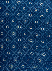 Pure Rayon Dark Blue Color bandhani Pattern Screen Print Fabric With Foil Big Panna.