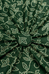 Pure Rayon Dark Green Color bandhani Pattern Screen Print Fabric With Foil Big Panna.