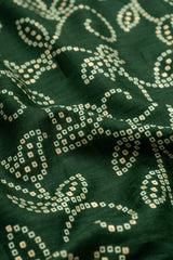 Pure Rayon Dark Green Color bandhani Pattern Screen Print Fabric With Foil Big Panna.