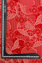 Pure Rayon Red Color bandhani Pattern Screen Print Fabric With Foil Big Panna.