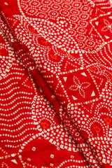 Pure Rayon Red Color bandhani Pattern Screen Print Fabric With Foil Big Panna.