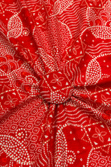 Pure Rayon Red Color bandhani Pattern Screen Print Fabric With Foil Big Panna.