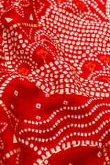 Pure Rayon Red Color bandhani Pattern Screen Print Fabric With Foil Big Panna.