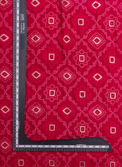 Pure Rayon Dark Pink Color bandhani Pattern Screen Print Fabric With Foil Big Panna.