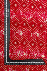 Pure Rayon Dark Pink Color Geometrical Pattern Screen Print Fabric With Foil Big Panna.