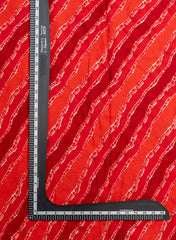 Pure Rayon Red Color Lehriya Pattern Screen Print Fabric With Foil Big Panna.