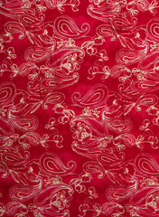 Pure Rayon Dark Pink Color Paisley Pattern Screen Print Fabric With Foil Big Panna.