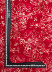Pure Rayon Dark Pink Color Paisley Pattern Screen Print Fabric With Foil Big Panna.