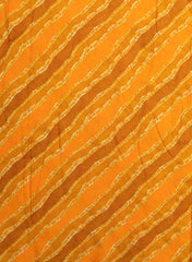 Pure Rayon Shades Of Yellow Color Lehriya Pattern Screen Print Fabric With Foil Big Panna.