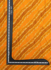 Pure Rayon Shades Of Yellow Color Lehriya Pattern Screen Print Fabric With Foil Big Panna.