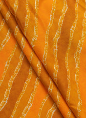 Pure Rayon Shades Of Yellow Color Lehriya Pattern Screen Print Fabric With Foil Big Panna.