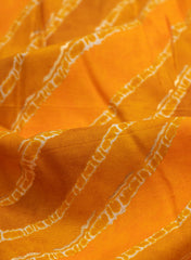 Pure Rayon Shades Of Yellow Color Lehriya Pattern Screen Print Fabric With Foil Big Panna.