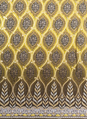 Pure Muslin Olive Green Color Floral Daman Embroidery Fabric.