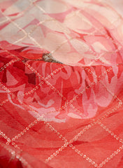 Pure Chinnon Chiffon Red Color Floral digital Print Sequins Embroidery Fabric.