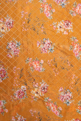 Pure Chinnon Chiffon Shades Of Yellow Color Floral digital Print Sequins Embroidery Fabric.