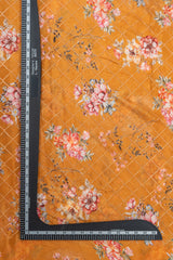 Pure Chinnon Chiffon Shades Of Yellow Color Floral digital Print Sequins Embroidery Fabric.