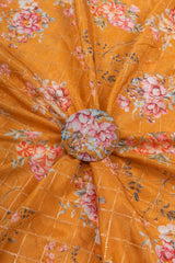 Pure Chinnon Chiffon Shades Of Yellow Color Floral digital Print Sequins Embroidery Fabric.
